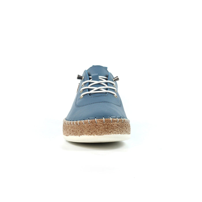 Evie Mid Blue Leather Plimsoll