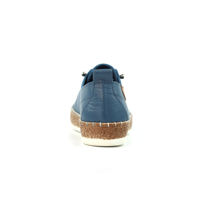 Evie Mid Blue Leather Plimsoll