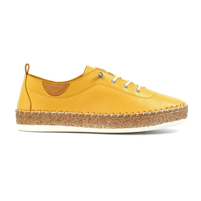 Evie Mustard Leather Plimsoll