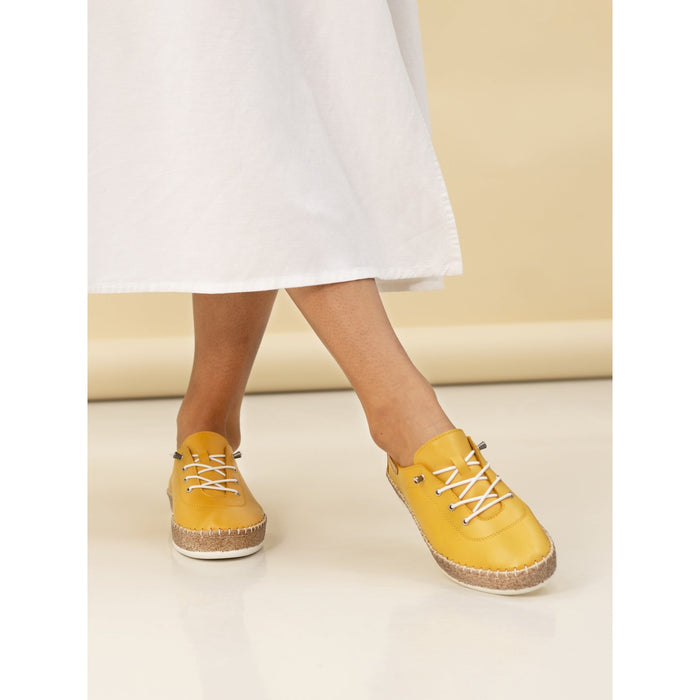 Evie Mustard Leather Plimsoll