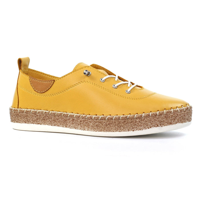 Evie Mustard Leather Plimsoll