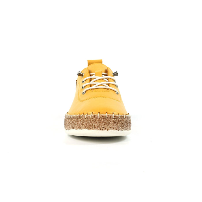 Evie Mustard Leather Plimsoll
