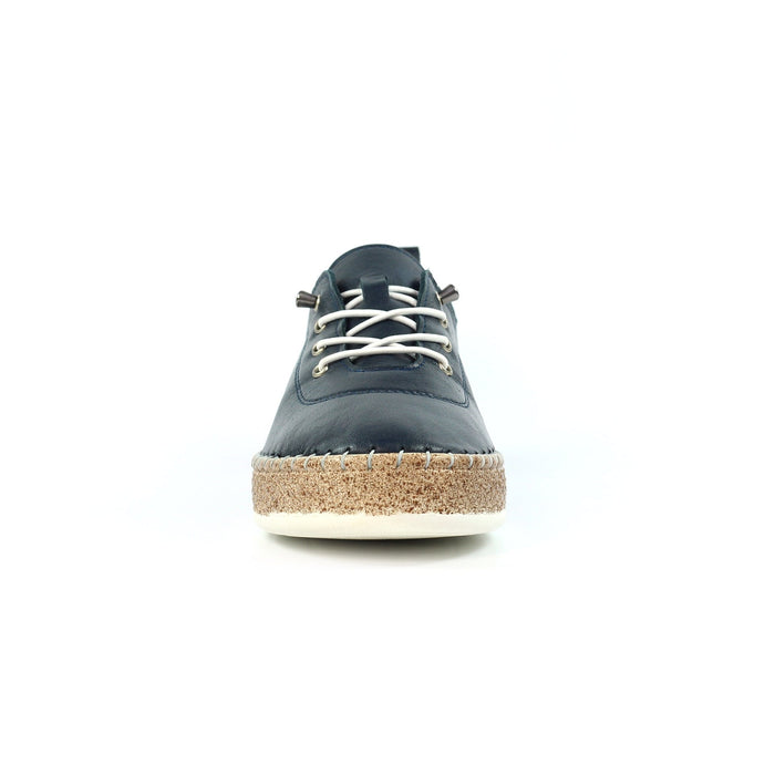 Evie Navy Leather Plimsoll