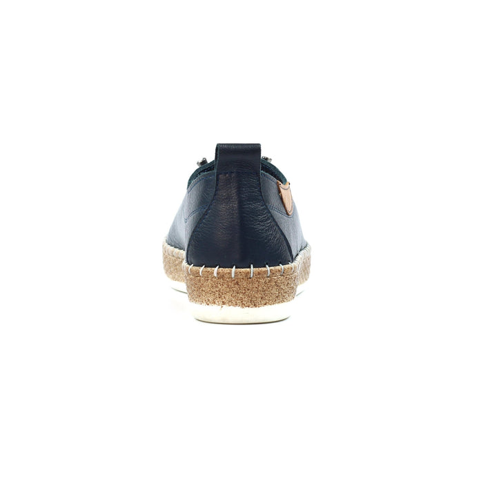 Evie Navy Leather Plimsoll