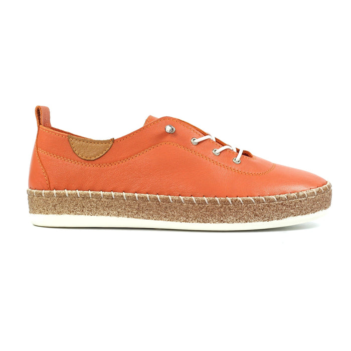 Evie Orange Leather Plimsoll