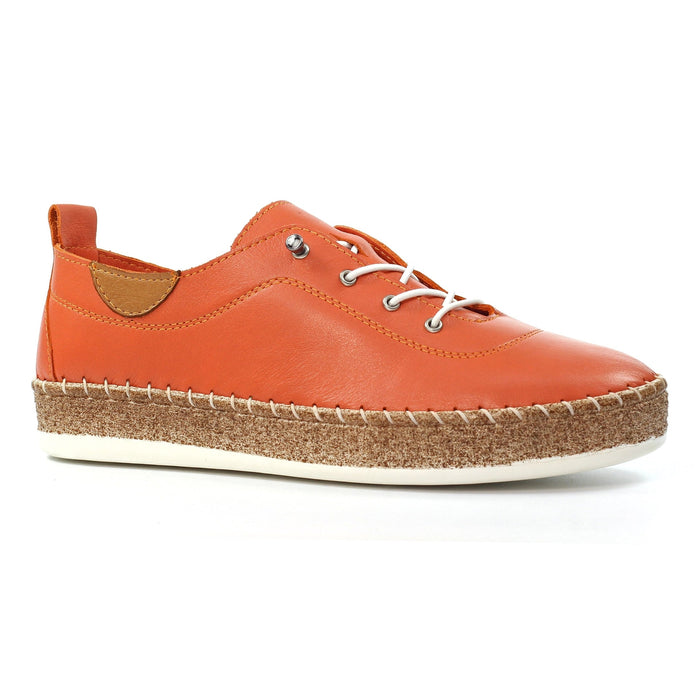 Evie Orange Leather Plimsoll