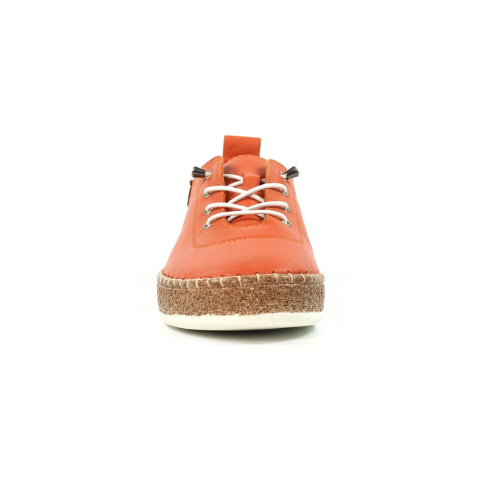 Evie Orange Leather Plimsoll
