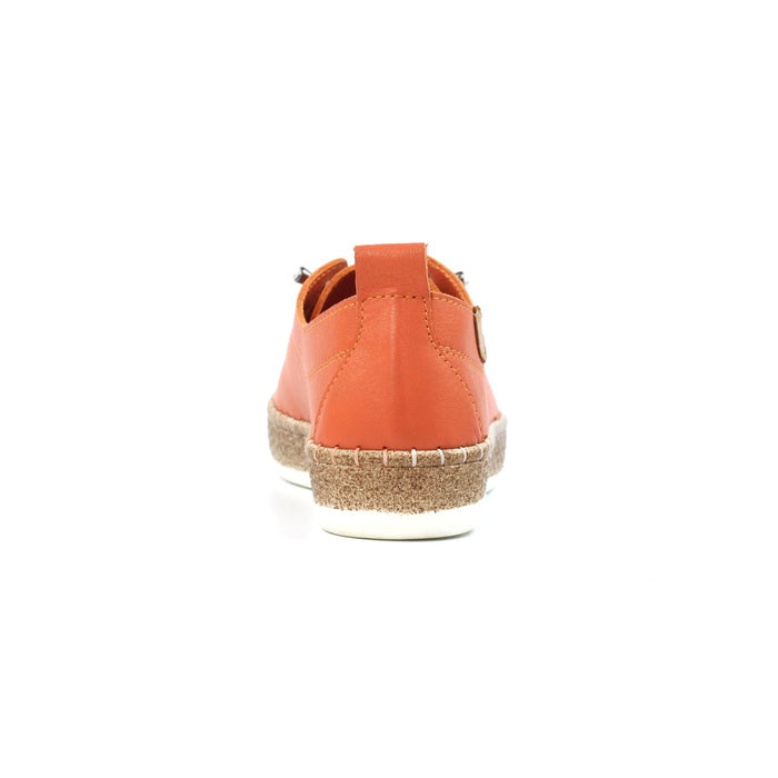 Evie Orange Leather Plimsoll