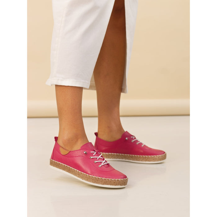 Evie Raspberry Leather Plimsoll