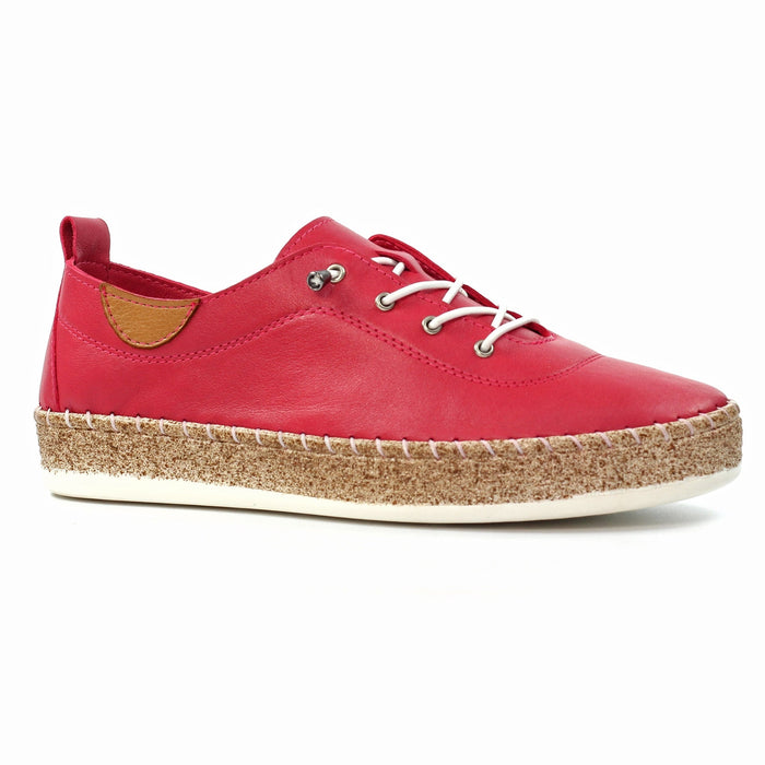 Evie Raspberry Leather Plimsoll