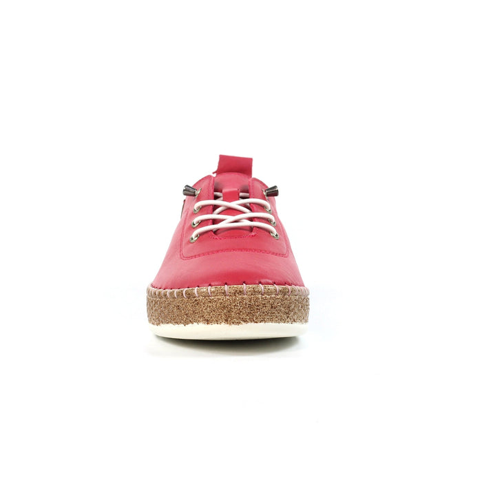 Evie Raspberry Leather Plimsoll