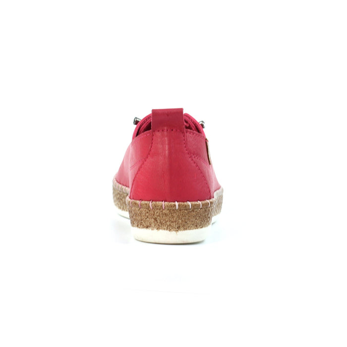 Evie Raspberry Leather Plimsoll