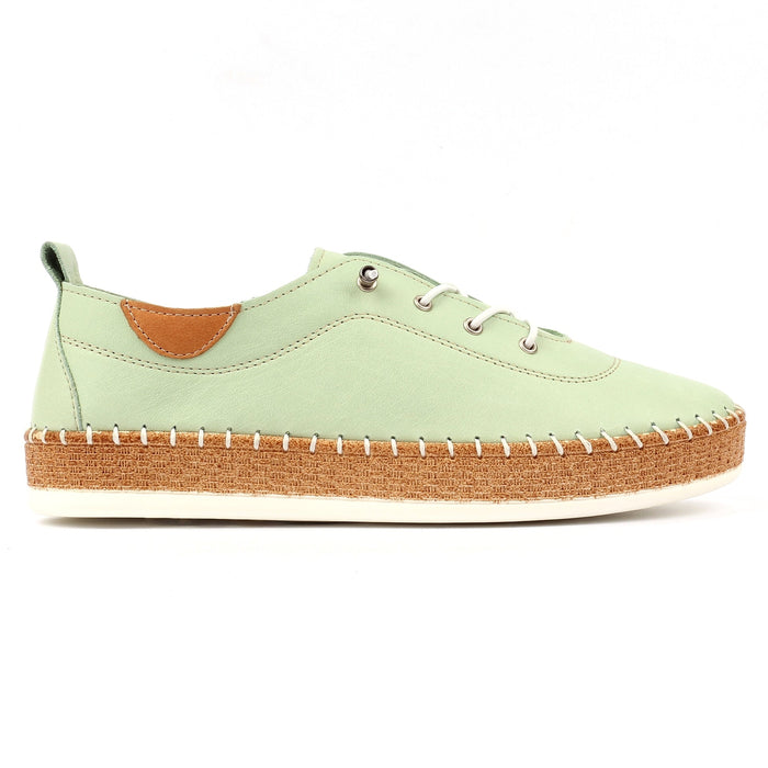 Evie Soft Sage Leather Plimsoll