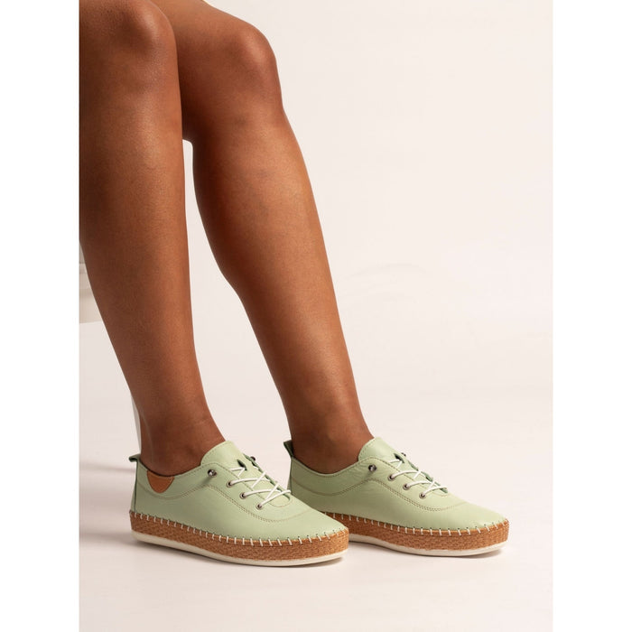 Evie Soft Sage Leather Plimsoll