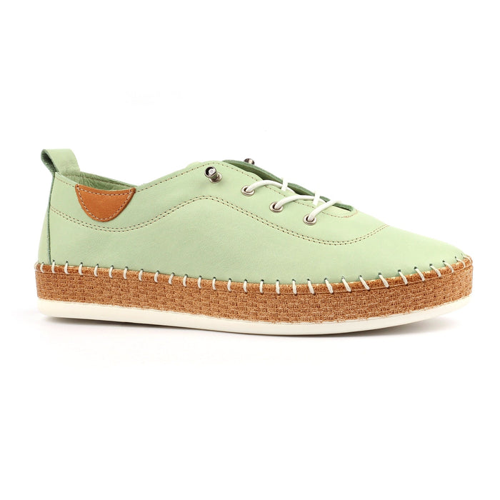 Evie Soft Sage Leather Plimsoll