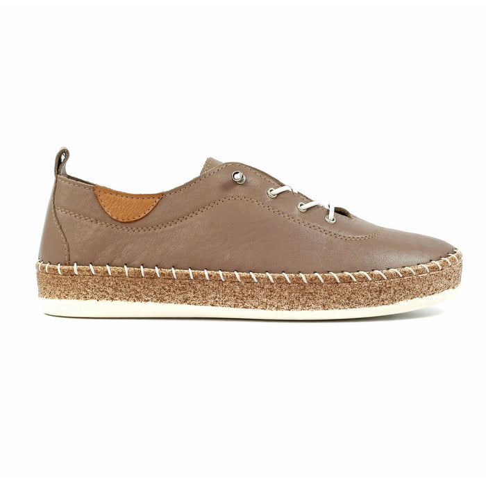 Evie Taupe Leather Plimsoll