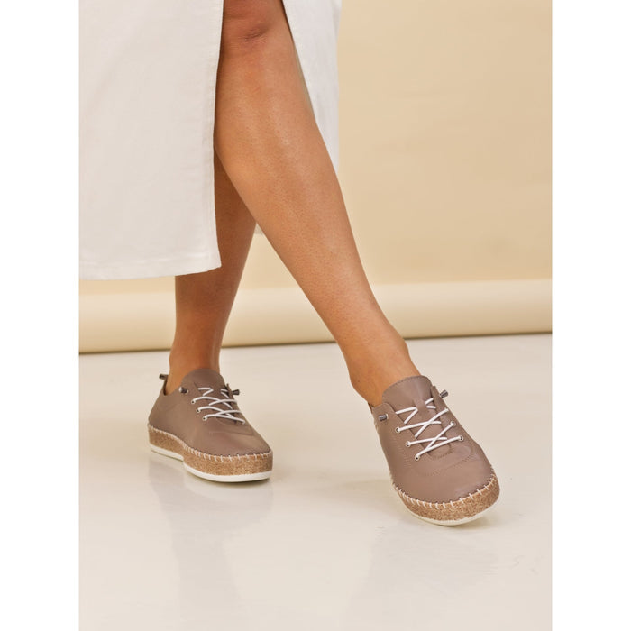 Evie Taupe Leather Plimsoll