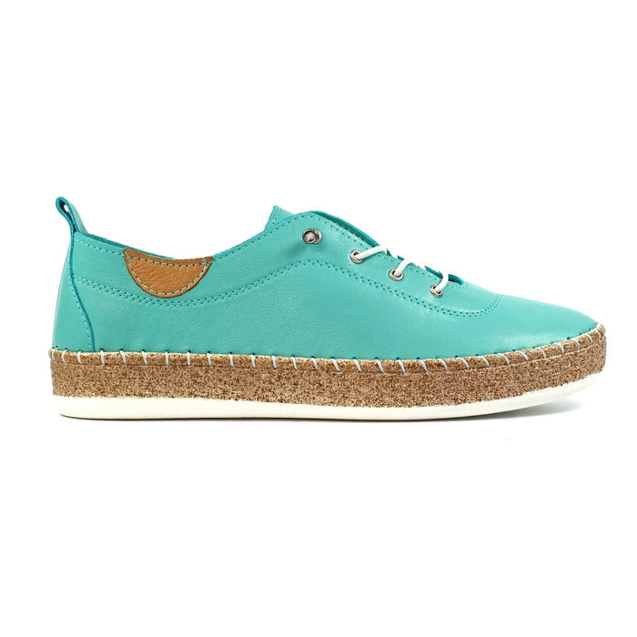 Evie Turquoise Leather Plimsoll