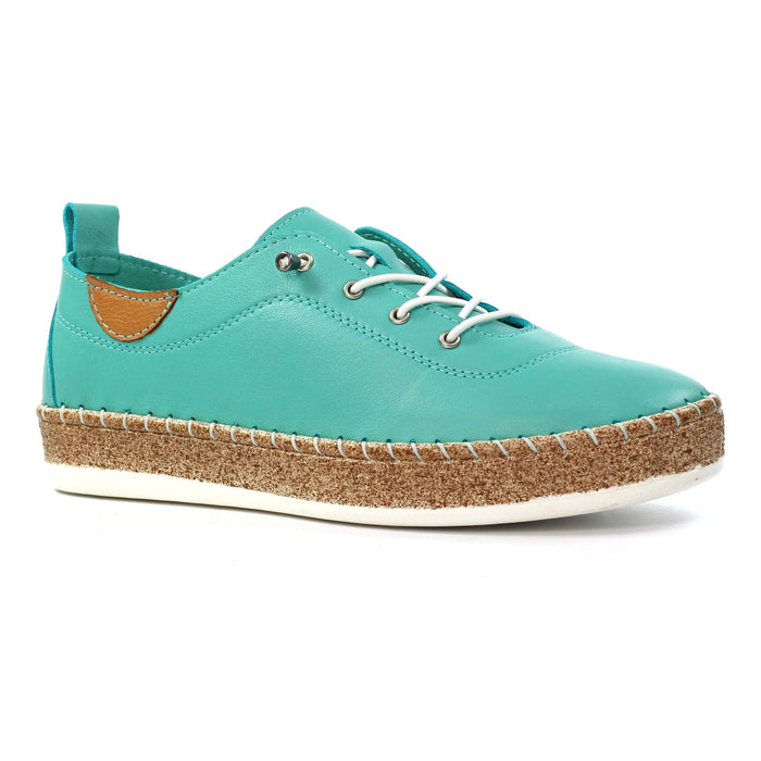 Evie Turquoise Leather Plimsoll