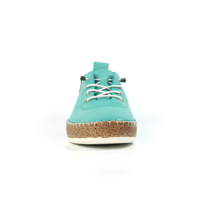 Evie Turquoise Leather Plimsoll