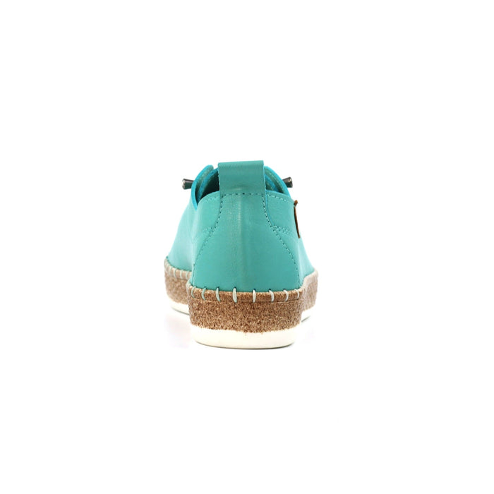 Evie Turquoise Leather Plimsoll
