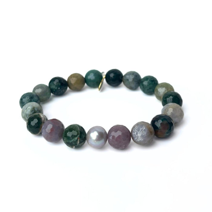 Fancy Jasper Bracelet with a Gray Pearl