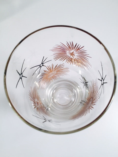 Federal Glass Mid Century 22 - Karat Gold and Black Retro Atomic Glasses (Set of 8)