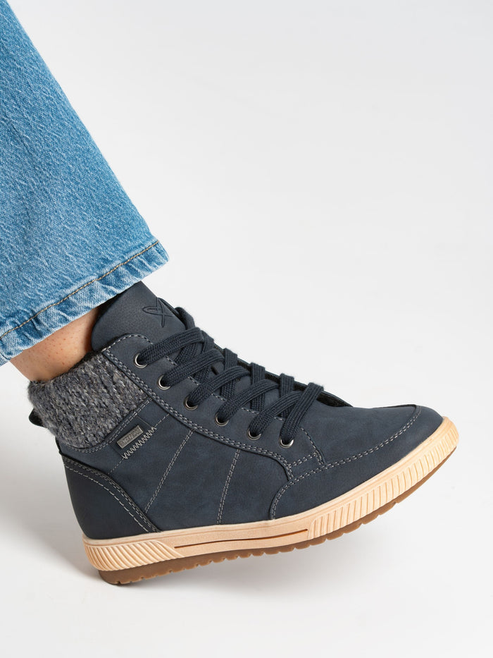 Finley Navy Waterproof Ankle Boot