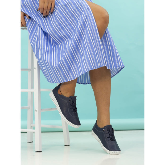 Flamborough Navy Leather Shoe