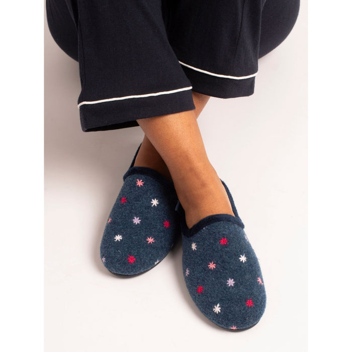 Flora Navy Slipper