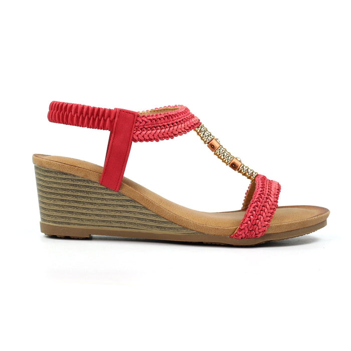 Florence Coral Wedge Sandal