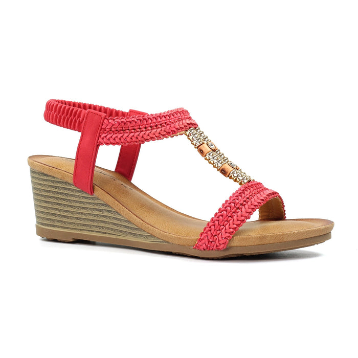 Florence Coral Wedge Sandal