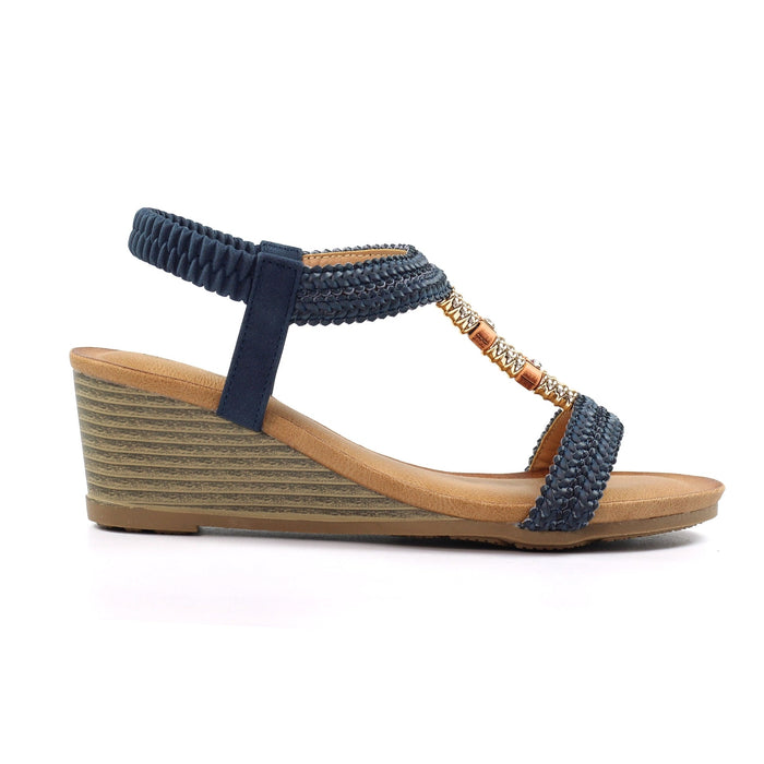 Florence Navy Wedge Sandal