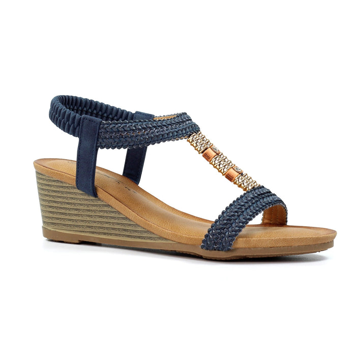 Florence Navy Wedge Sandal