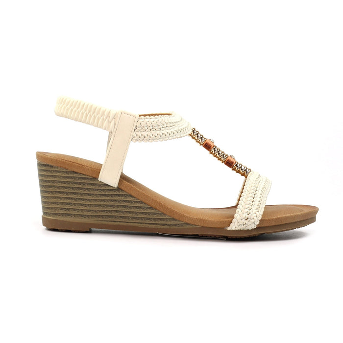 Florence White Wedge Sandal