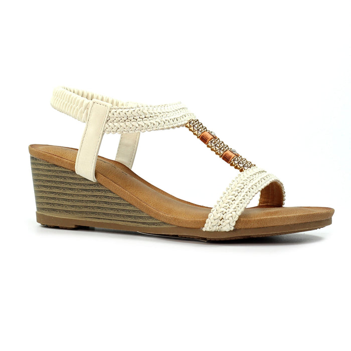 Florence White Wedge Sandal