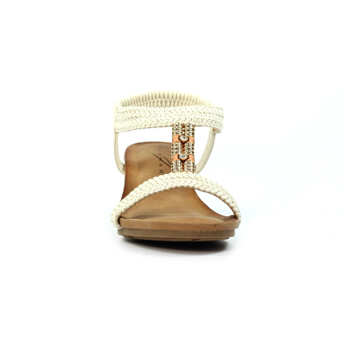 Florence White Wedge Sandal