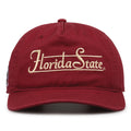 Florida State Seminoles Original Heritage Bar Snapback in cardinal, front view of embroidered school script and bar design