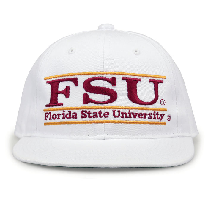 Florida State Retro Bar snapback hat in white, front view