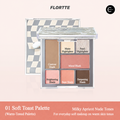 FLORTTE 01 warm-toned face palette with contour, blush, and highlight shades
