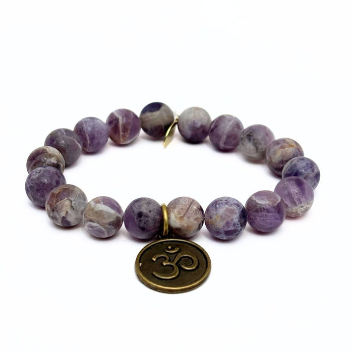 Flower Amethyst Bracelet + Brass Om Charm