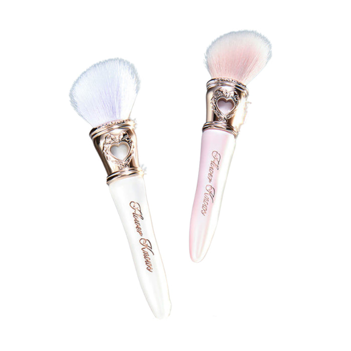 Flower Knows angled stippling makeup brushes with white and pink handles, shown on a white background