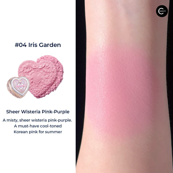 Flower Knows Bunny Garden embossed blush in #04 Iris Garden with a pink-purple swatch