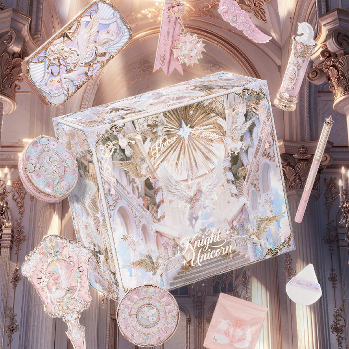 Flower Knows Knight Unicorn Starlight Gift Box makeup set with ornate box and decorative makeup accessories