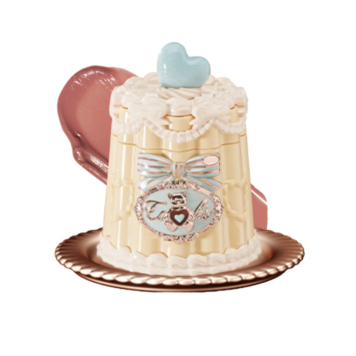 Flower Knows Sweet Heart Bear Film-Forming Lip Jelly in decorative cream hat-shaped packaging, front view