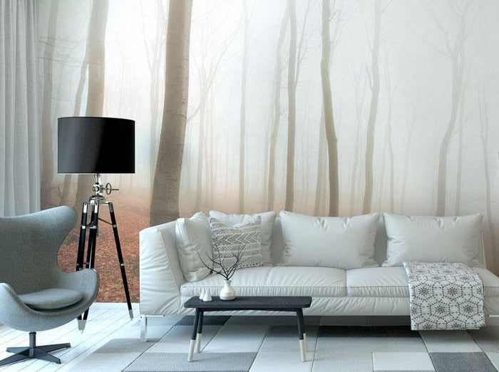 Foggy Autumn Forest Wall Mural-Wall Mural-Eazywallz