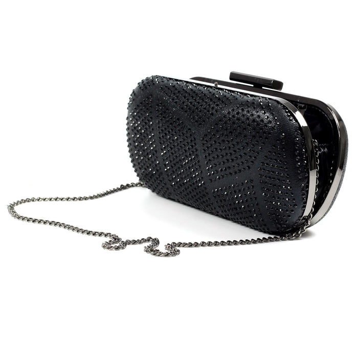 Francie Black Gemstone Clutch Bag