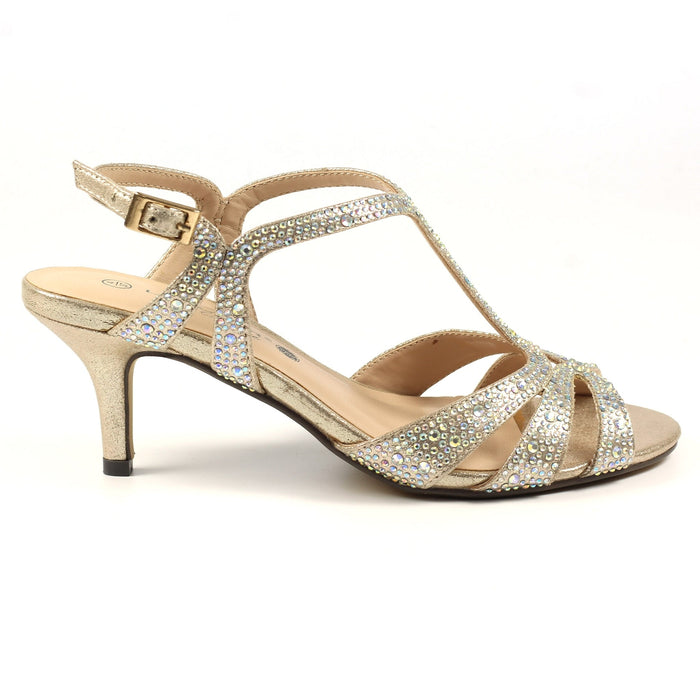 Francie Wide Fit Gold Gemstone Sandal