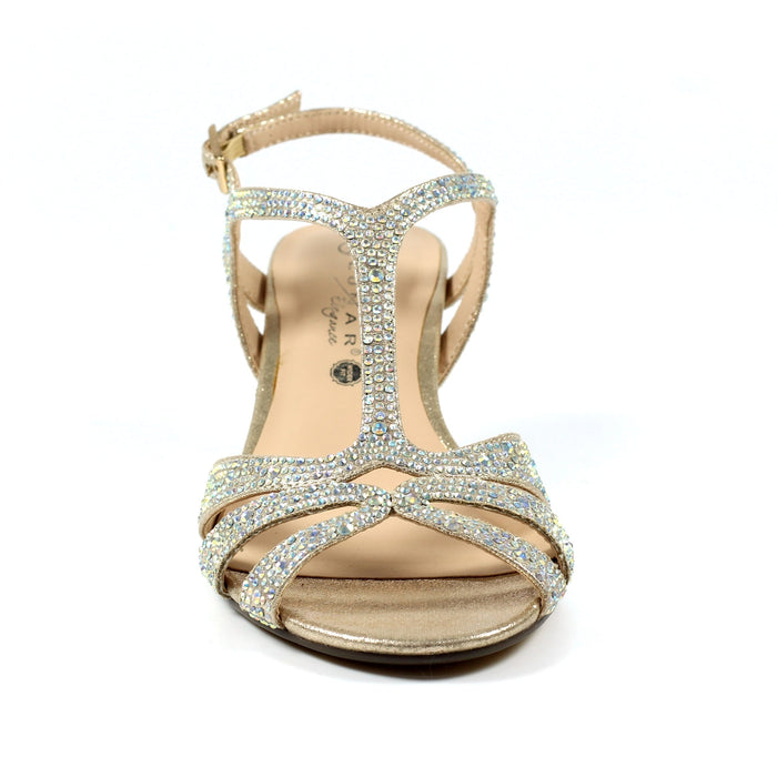 Francie Wide Fit Gold Gemstone Sandal