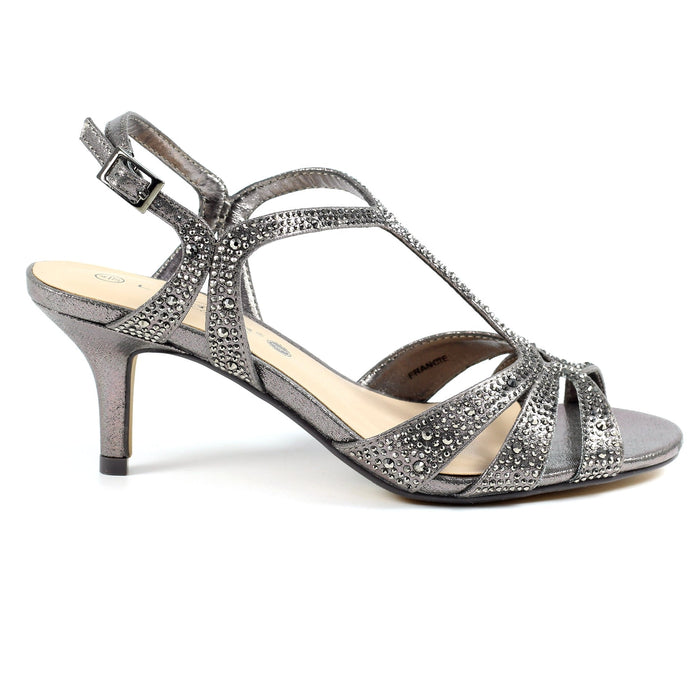 Francie Wide Fit Pewter Gemstone Sandal